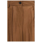 Brown Polyester Casual Pants