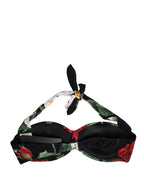 Black Floral Padded Halter Bikini Top Swimwear