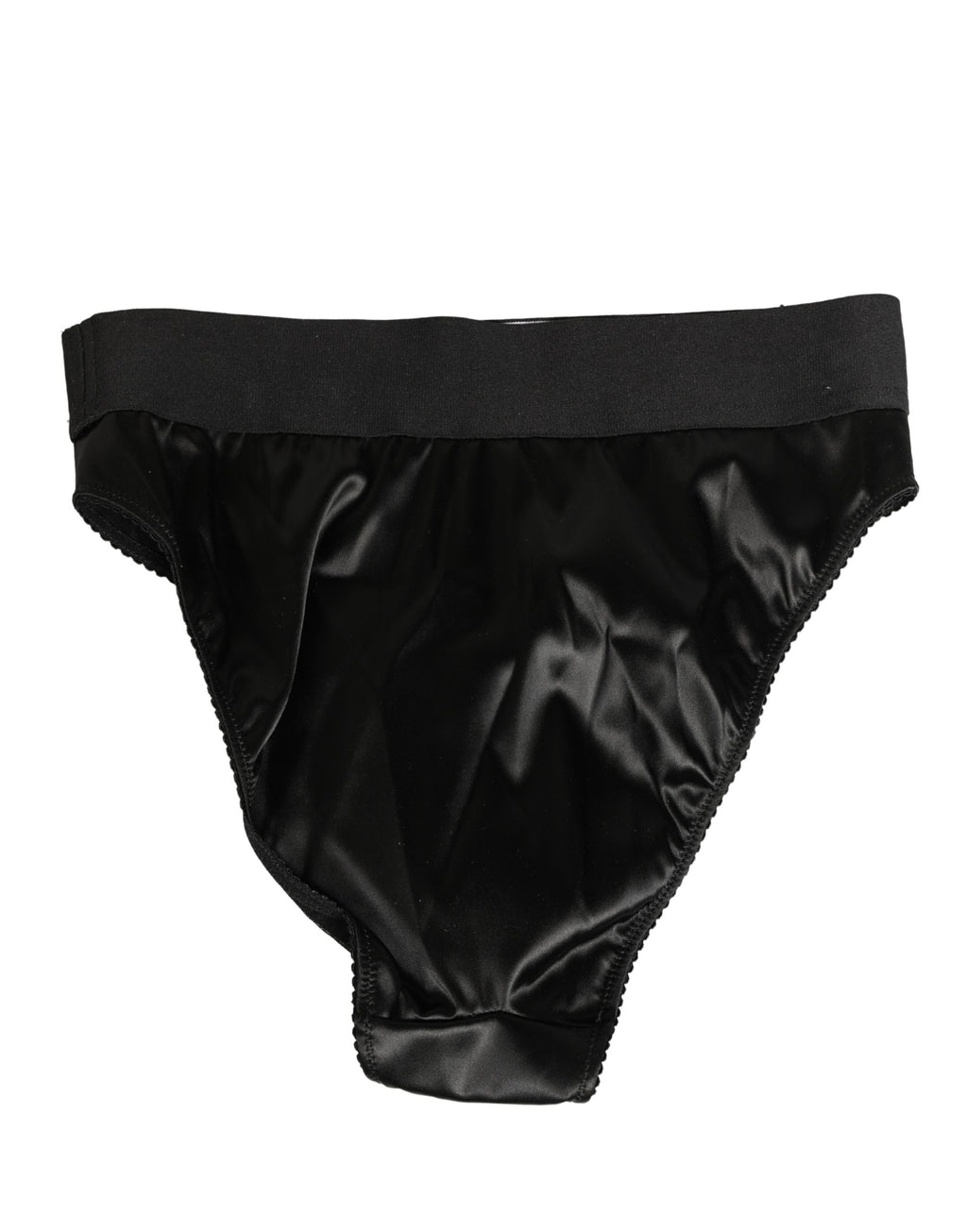 Black Satin High-Waist Brief Logo Women Underwear