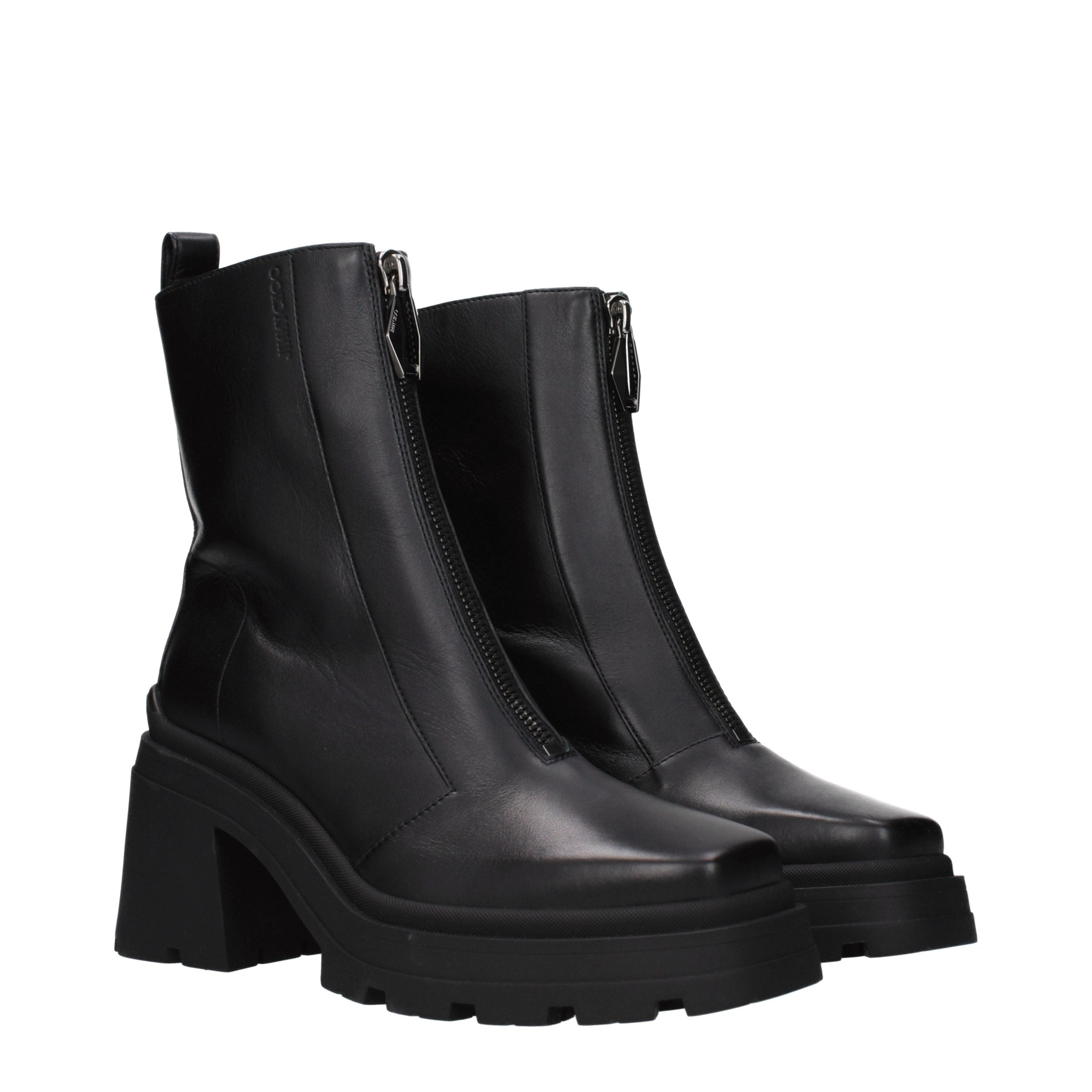 Black Leather Ankle Boots