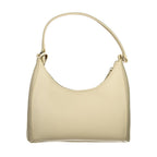 Beige Polyurethane Women's Bag with Adjustable Shoulder Strap