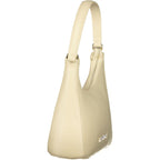 Beige Polyurethane Women's Bag with Adjustable Shoulder Strap