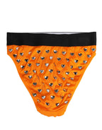 Orange Crystal High Waist Brief Panty Underwear