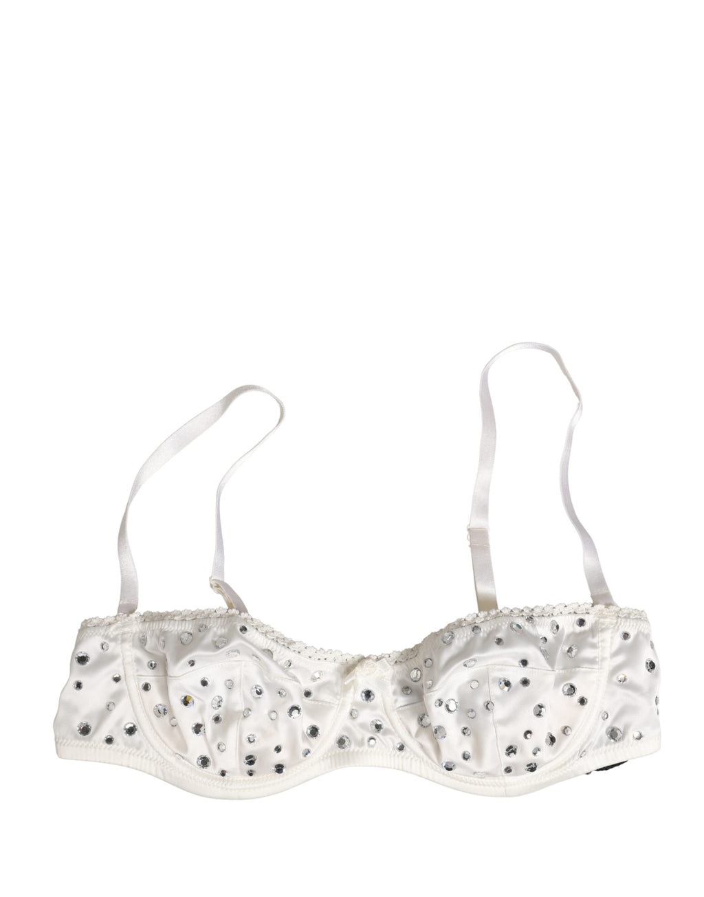 White Rhinestone Semi-Pad Underwire Bra Underwear