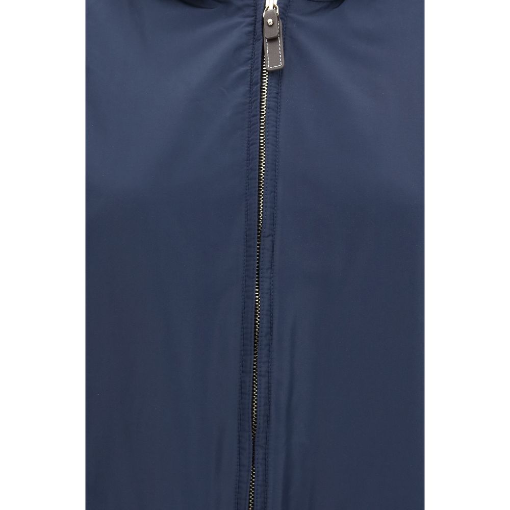 Blue Polyester Trench Coat