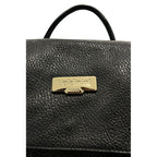 Black Leather Women Backpack