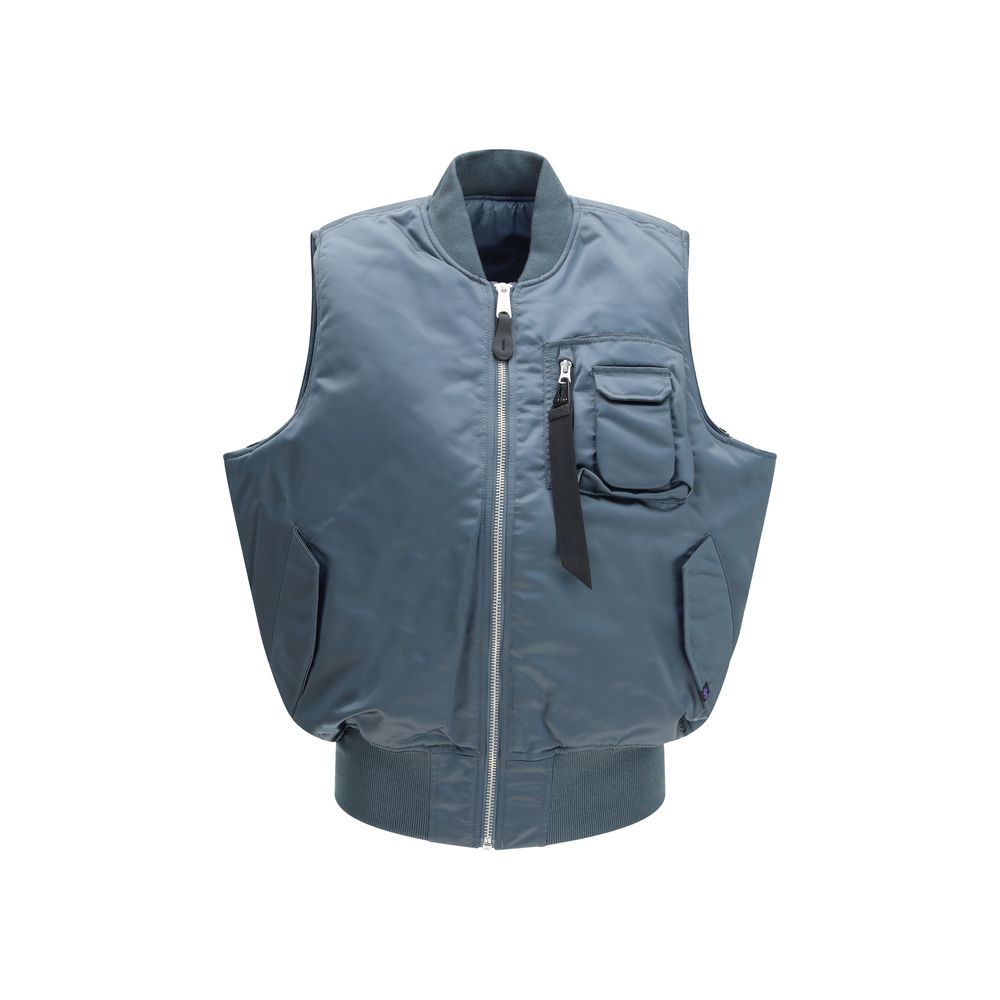 Blue Nylon Sleeveless Jacket