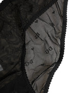 Black Sheer Mesh Lace Logo Brief Panty Underwear
