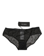 Black Sheer Mesh Lace Logo Brief Panty Underwear