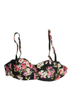 Black Floral Padded Balconnet Bra Underwear