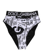 Black White Graphic Logo High Brief Underwear