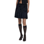 Black Polyester Mini Skirt