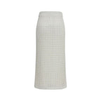 White Cotton Midi Skirt