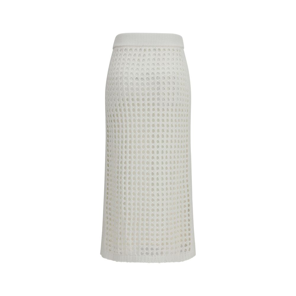 White Cotton Midi Skirt