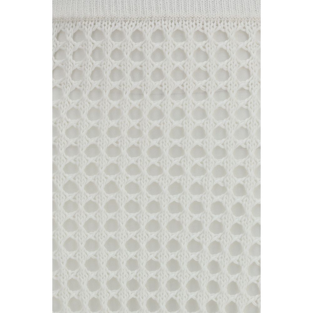 White Cotton Midi Skirt