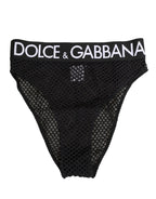 Black Cotton Mesh High Brief Panty Underwear