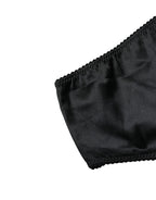 Black Silk Stretch Mid Waist Brief Panty Underwear