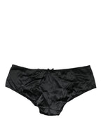 Black Silk Stretch Mid Waist Brief Panty Underwear