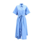 Blue Cotton Casual Dress