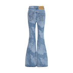 Blue Cotton Flared Jeans