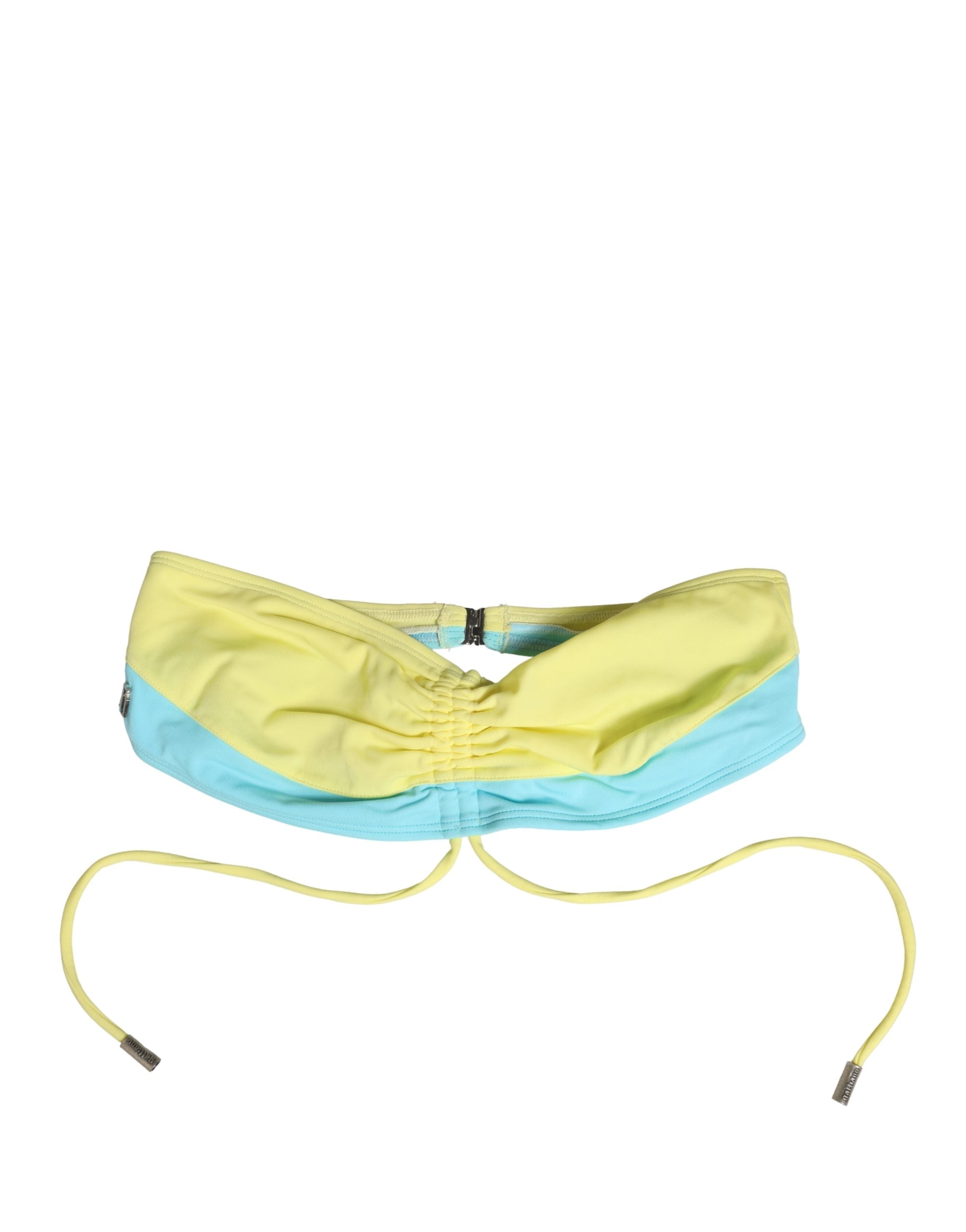 Yellow Blue Bandeau Top Bikini Bottom 2 Piece Swimwear