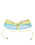 Yellow Blue Bandeau Top Bikini Bottom 2 Piece Swimwear