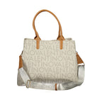Beige Polyurethane Womens Bag