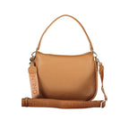 Brown Polyurethane Women's Bag with Removable Shoulder Strap