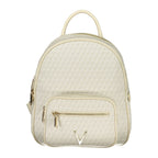 Beige Polyurethane Women's Backpack with Adjustable Straps