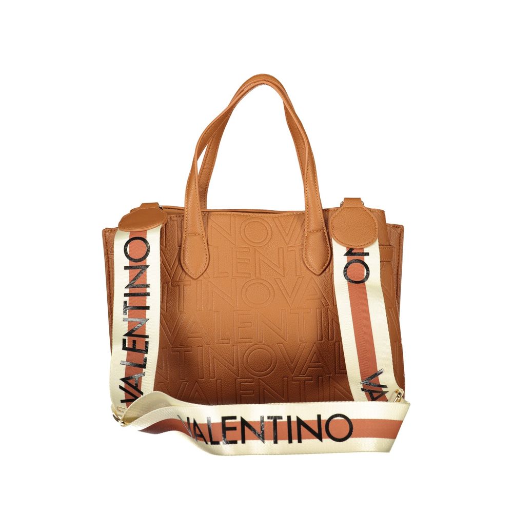 Brown Polyurethane Women's Bag with Adjustable Shoulder Strap
