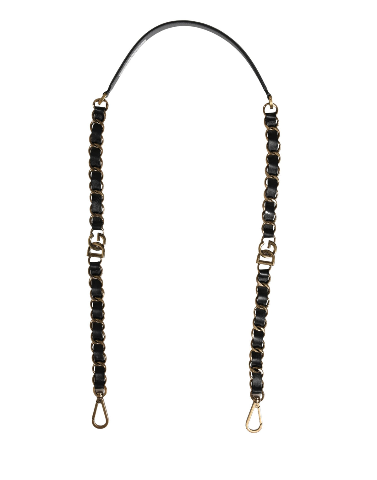 Black Leather Gold Chain Bag Accessory Shoulder Strap