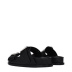 Black Leather Slippers