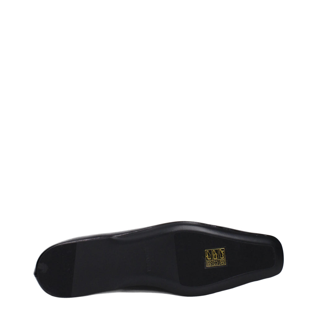 Black Leather Ballet Flats