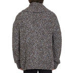 Gray Alpaca Leather Cardigan
