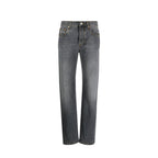 Gray Cotton Relaxed Fit Jeans