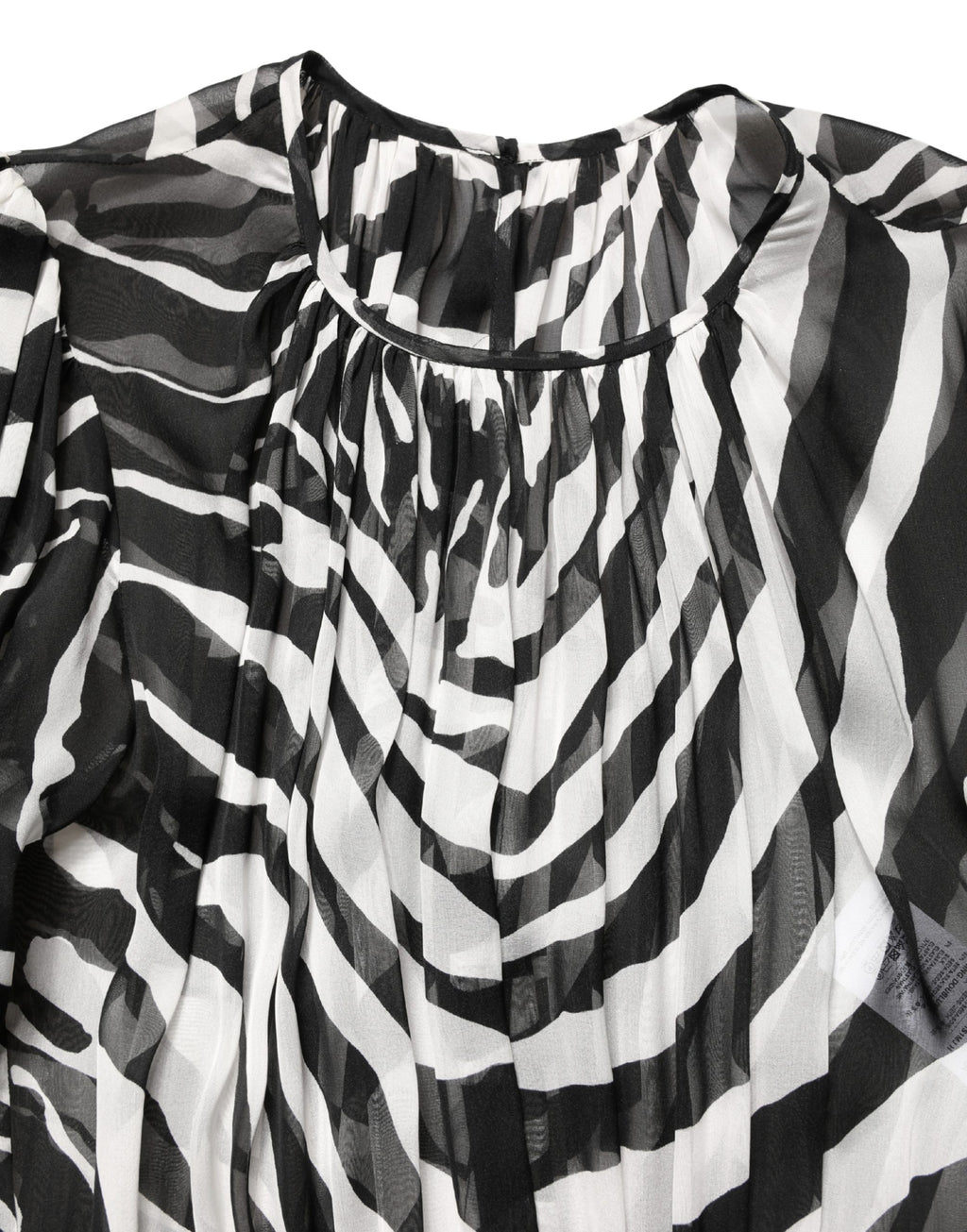 Black White Zebra Puff Sleeves Mini Dress