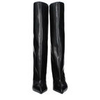 Black Leather High Heel Boots