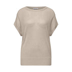 Beige Viscose Sleeveles Sweater