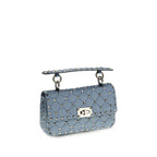 Blue Viscose Shoulder Bag