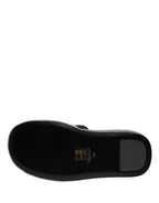 Black Crystal Embellished Platform Slides Shoes