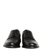 Black Calfskin Leather Derby Men Dress Shoes