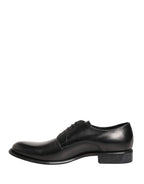 Black Calfskin Leather Derby Men Dress Shoes