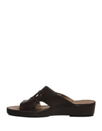 Brown Leather Cutout DG Logo Sandals Shoes