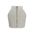 White Viscose Sleeveles T-Shirt