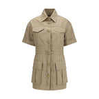 Beige Cotton Casual Dress