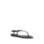 Black Rubber Flat Sandals