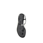 Black Rubber Flat Sandals