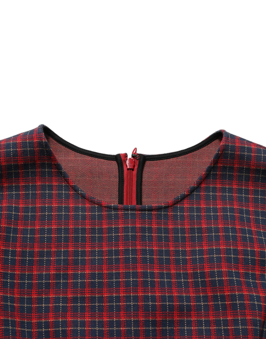 Red Black Checkered ShortSleeve Sheath Dress