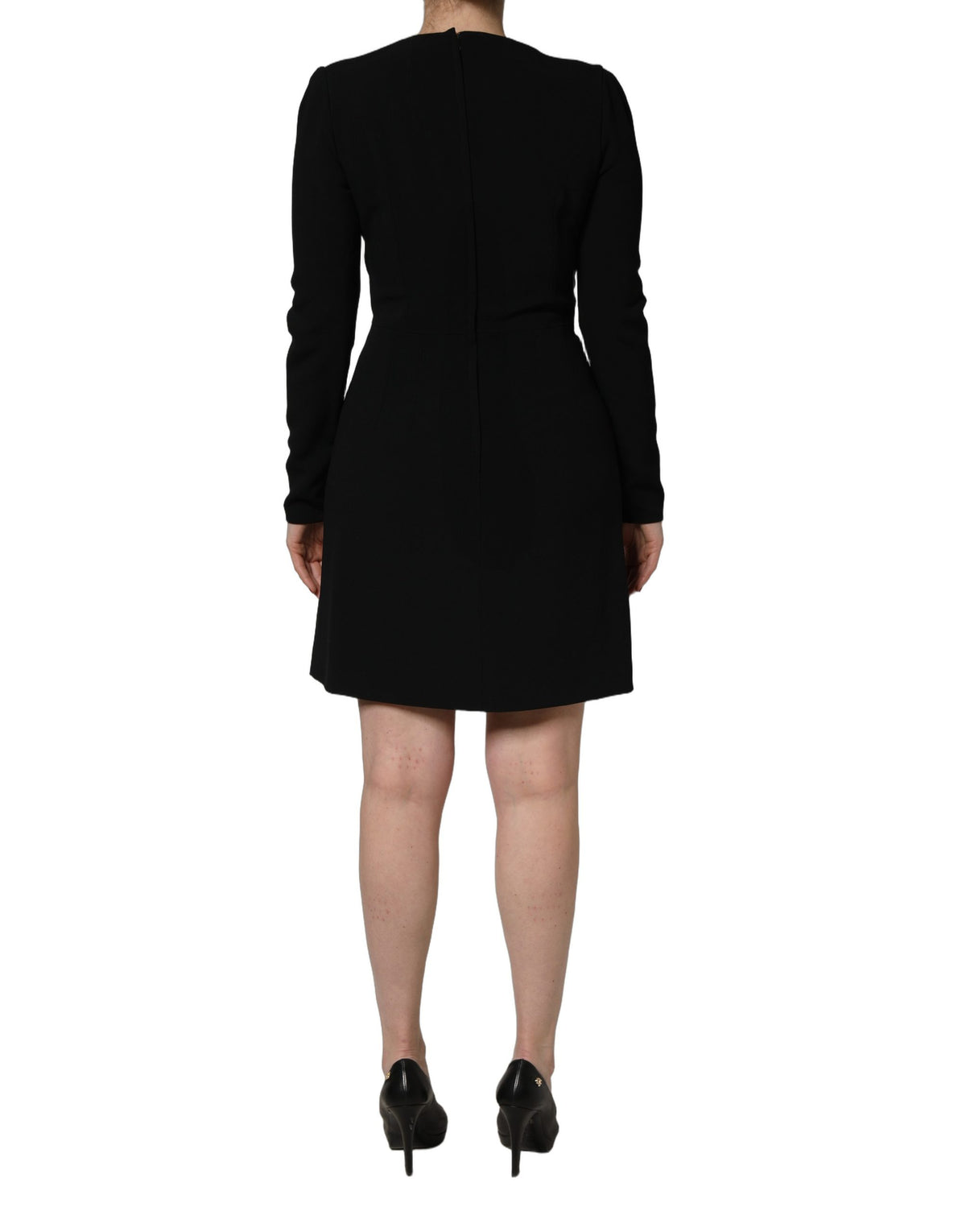 Black Long Sleeves Scoop Neck Mini Dress
