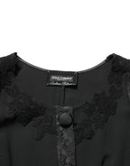 Dark Gray Button Fastening Lace Trimmed Blazer Jacket